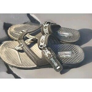 Skechers Outdoor Lifestyle Reggae Trailway Black Toe Ring Sandal Women Sz 9  A16